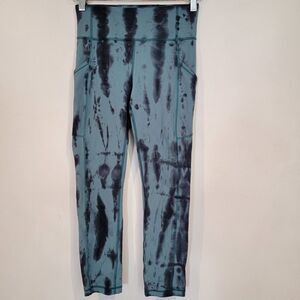Lululemon Invigorate High Rise Crop 23” Leggings In Forest Shibori SZ 4 EUC